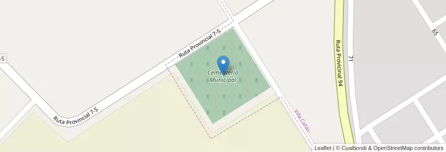 Mapa de ubicacion de Cementerio Municipal en Arjantin, Santa Fe, Departamento General López, Municipio De Villa Cañás.