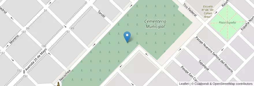 Mapa de ubicacion de Cementerio Municipal en Argentine, Province De Buenos Aires, Partido De Azul.