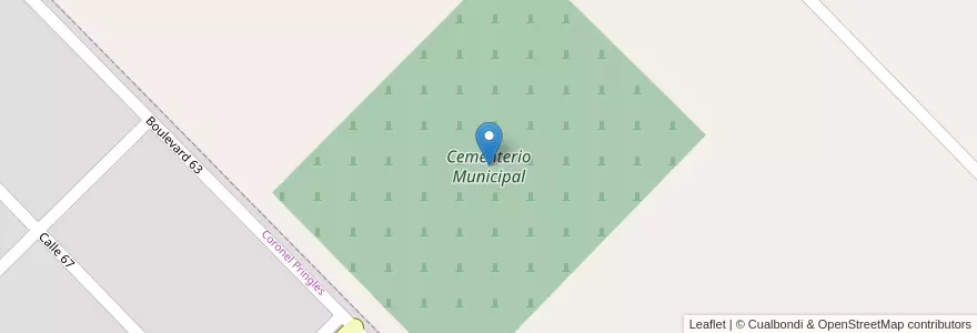 Mapa de ubicacion de Cementerio Municipal en Argentina, Provincia Di Buenos Aires, Partido De Coronel Pringles.