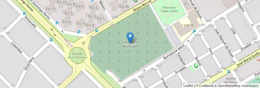Mapa de ubicacion de Cementerio Municipal en アルゼンチン, リオネグロ州, Departamento Adolfo Alsina, Viedma, Viedma.