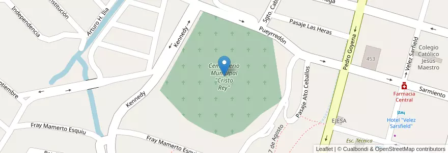 Mapa de ubicacion de Cementerio Municipal "Cristo Rey" en الأرجنتين, Jujuy, Departamento San Pedro, Municipio De San Pedro De Jujuy.