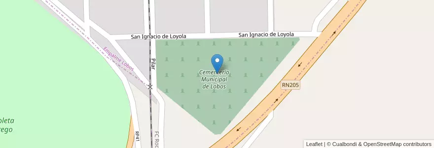 Mapa de ubicacion de Cementerio Municipal de Lobos en Аргентина, Буэнос-Айрес, Partido De Lobos, Empalme Lobos.