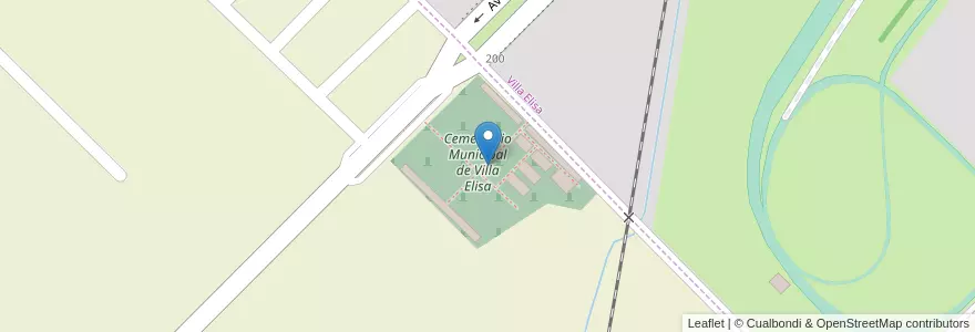 Mapa de ubicacion de Cementerio Municipal de Villa Elisa en Argentinië, Entre Ríos, Departamento Colón, Distrito Segundo, Villa Elisa.