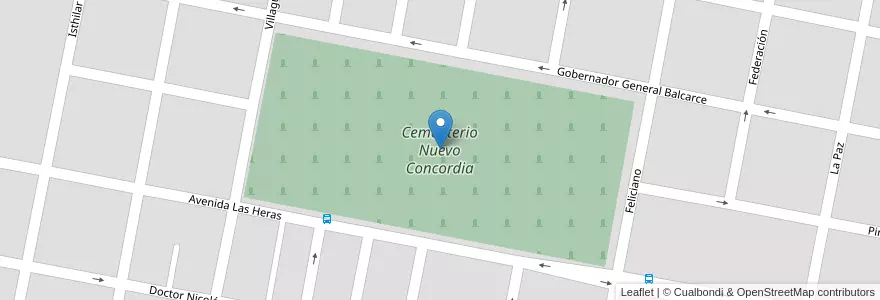 Mapa de ubicacion de Cementerio Nuevo Concordia en Argentinië, Entre Ríos, Departamento Concordia, Distrito Suburbios, Concordia, Concordia.