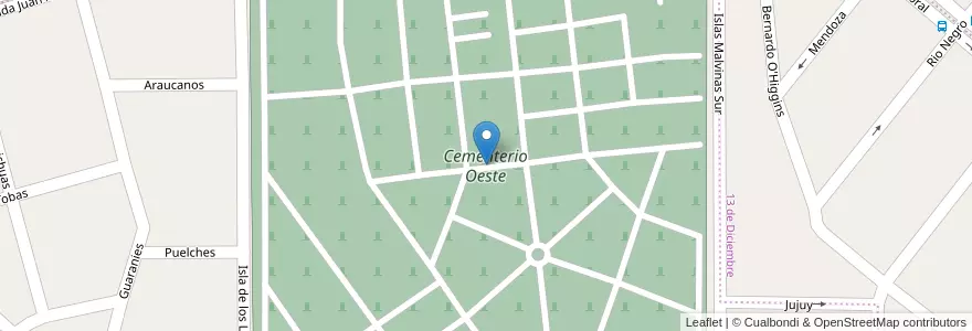 Mapa de ubicacion de Cementerio Oeste en Argentine, Chili, Chubut, Departamento Escalante, Comodoro Rivadavia.