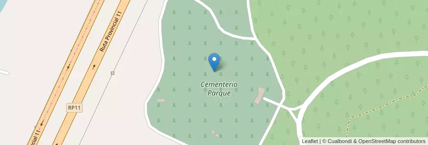 Mapa de ubicacion de Cementerio Parque en 阿根廷, 布宜诺斯艾利斯省, Partido De Pinamar.