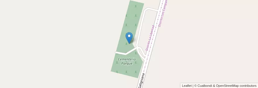 Mapa de ubicacion de Cementerio Parque en Arjantin, Şili, Mendoza, Departamento Rivadavia, Distrito La Libertad.