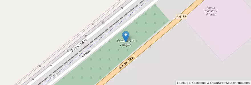 Mapa de ubicacion de Cementerio Parque en Arjantin, Córdoba, Departamento Juárez Celman, Pedanía Carnerillo, Municipio De General Deheza, General Deheza.
