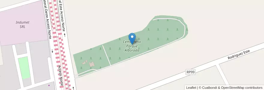 Mapa de ubicacion de Cementerio Parque Alborada en Argentina, San Juan, Cile, Chimbas.