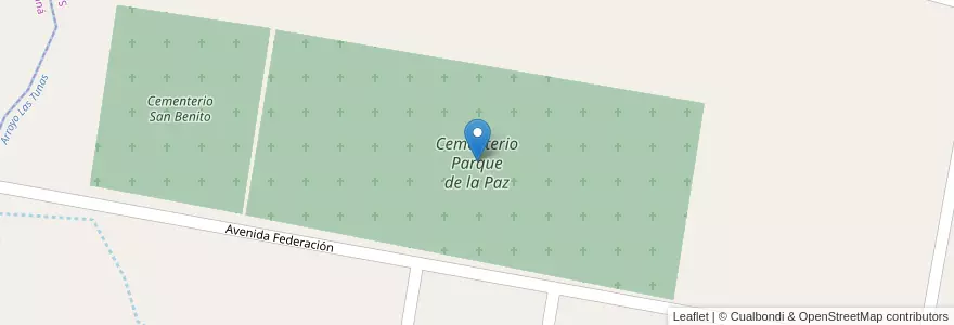 Mapa de ubicacion de Cementerio Parque de la Paz en Аргентина, Междуречье, Departamento Paraná, Distrito Sauce, San Benito.
