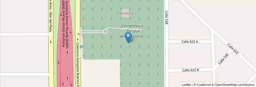 Mapa de ubicacion de Cementerio "Parque del la Gloria" en Аргентина, Буэнос-Айрес, Partido De Berazategui, El Pato.
