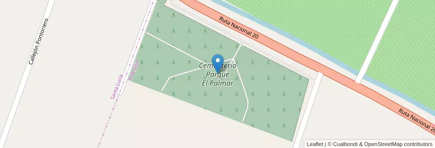 Mapa de ubicacion de Cementerio Parque El Palmar en Argentina, San Juan, Cile, 9 De Julio.