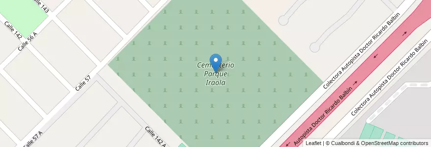 Mapa de ubicacion de Cementerio Parque Iraola en Аргентина, Буэнос-Айрес, Partido De Berazategui, Hudson.