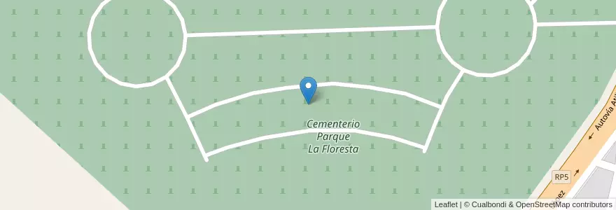 Mapa de ubicacion de Cementerio Parque La Floresta en Arjantin, Córdoba, Departamento Santa María, Pedanía Lagunilla, Comuna De Villa Parque Santa Ana.