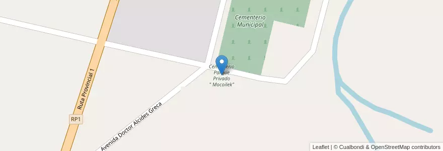 Mapa de ubicacion de Cementerio Parque Privado " Mocoilek" en Argentina, Santa Fe, Departamento San Javier, Municipio De San Javier.