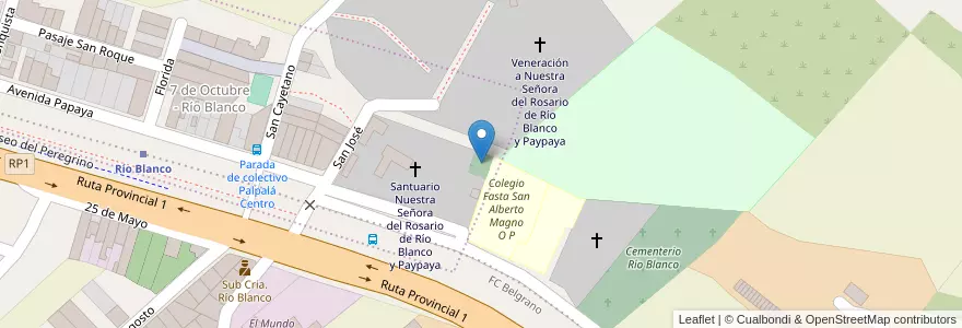 Mapa de ubicacion de Cementerio parque sacerdotal de Nuestra Señora del Rosario, Río Blanco y Paypaya en Argentinië, Jujuy, Departamento Palpalá, Municipio De Palpalá.