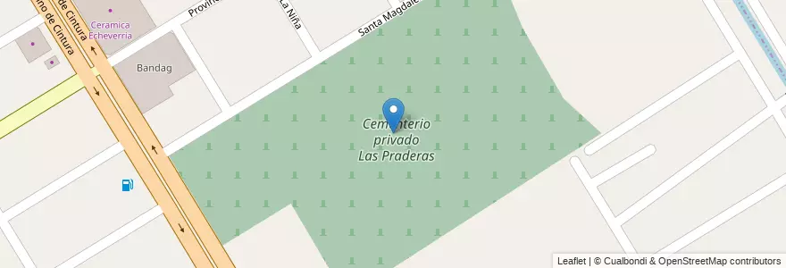 Mapa de ubicacion de Cementerio privado Las Praderas en アルゼンチン, ブエノスアイレス州, Partido De Esteban Echeverría, 9 De Abril.