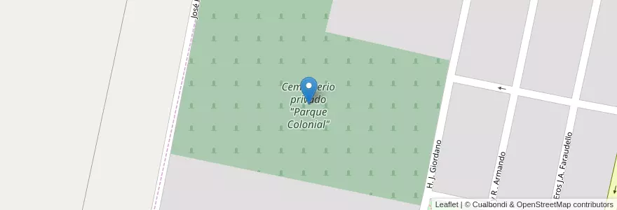 Mapa de ubicacion de Cementerio privado "Parque Colonial" en 阿根廷, Santa Fe, Departamento Castellanos, Municipio De Rafaela.