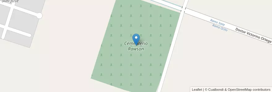 Mapa de ubicacion de Cementerio Rawson en アルゼンチン, サンフアン州, チリ, Rawson.