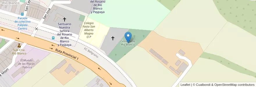 Mapa de ubicacion de Cementerio Río Blanco en アルゼンチン, フフイ州, Departamento Palpalá, Municipio De Palpalá.