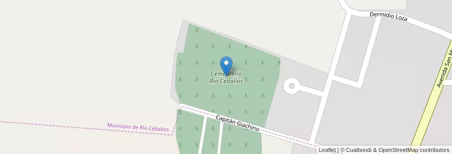 Mapa de ubicacion de Cementerio Río Ceballos en Argentinië, Córdoba, Departamento Colón, Pedanía Río Ceballos, Municipio De Río Ceballos.