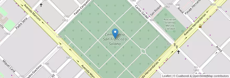 Mapa de ubicacion de Cementerio San Francisco Solano en アルゼンチン, チャコ州, Departamento San Fernando, Resistencia, Resistencia.