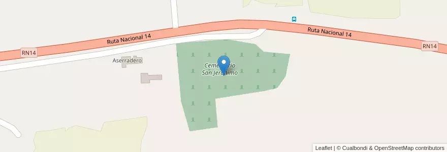 Mapa de ubicacion de Cementerio San Jerónimo en アルゼンチン, ミシオネス州, Departamento Cainguás, Municipio De Aristóbulo Del Valle.