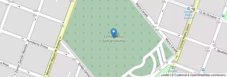 Mapa de ubicacion de Cementerio San Jerónimo en 阿根廷, Córdoba, Departamento Capital, Pedanía Capital, Córdoba, Municipio De Córdoba.