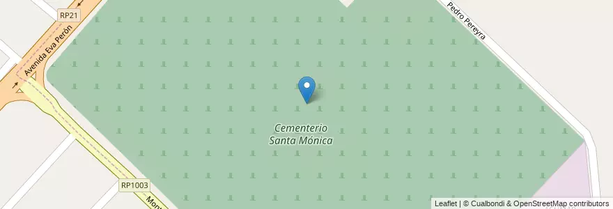 Mapa de ubicacion de Cementerio Santa Mónica en アルゼンチン, ブエノスアイレス州, Partido De Merlo, Libertad, Pontevedra.