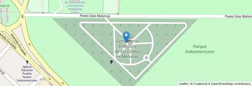 Mapa de ubicacion de Cementerio Simbólico de los Caídos en Malvinas, Villa Soldati en 아르헨티나, Ciudad Autónoma De Buenos Aires, 부에노스아이레스, Comuna 8.