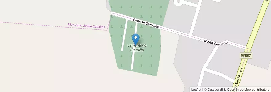 Mapa de ubicacion de Cementerio Unquillo en Arjantin, Córdoba, Departamento Colón, Pedanía Río Ceballos, Municipio De Río Ceballos.