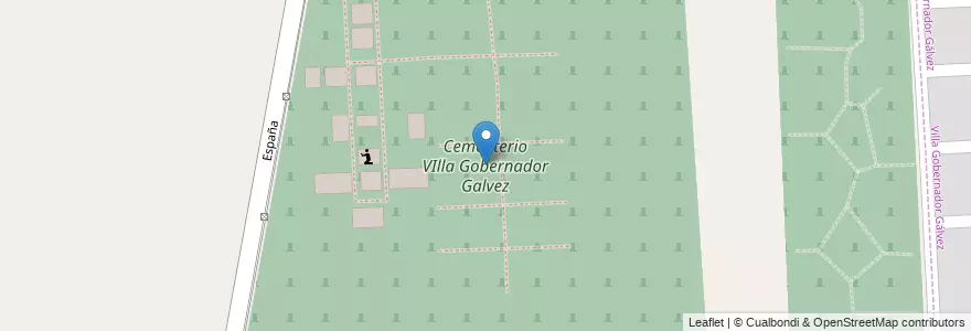 Mapa de ubicacion de Cementerio VIlla Gobernador Galvez en Arjantin, Santa Fe, Departamento Rosario, Municipio De Villa Gobernador Gálvez.