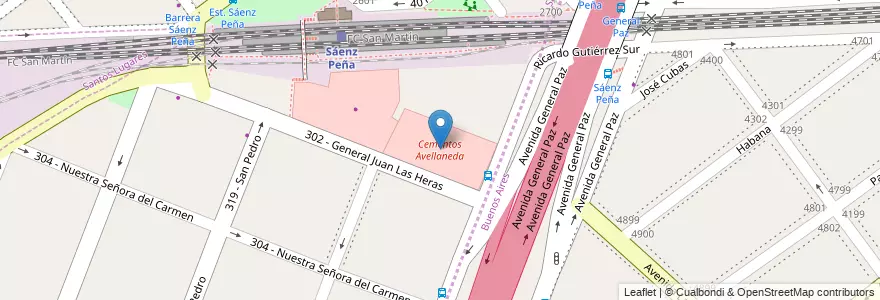 Mapa de ubicacion de Cementos Avellaneda en 아르헨티나, 부에노스아이레스주, Partido De Tres De Febrero, Villa Raffo.