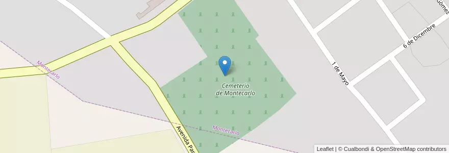 Mapa de ubicacion de Cemeterio de Montecarlo en الأرجنتين, Misiones, Departamento Montecarlo, Municipio De Montecarlo, Montecarlo.