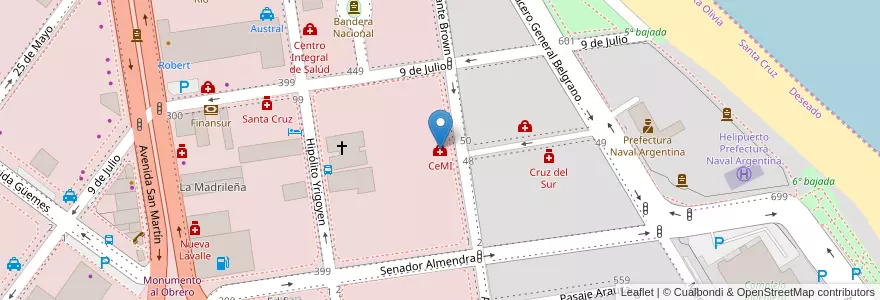 Mapa de ubicacion de CeMI en آرژانتین, استان سانتا کروس، آرژانتین, شیلی, Deseado, Caleta Olivia.