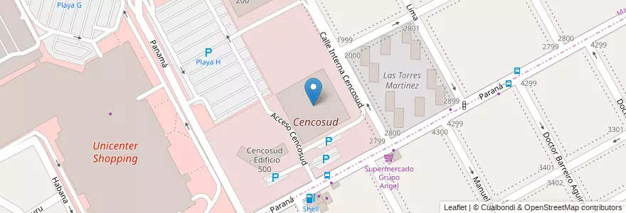 Mapa de ubicacion de Cencosud - Edificio 100 en آرژانتین, استان بوئنوس آیرس, Partido De San Isidro, Martínez.