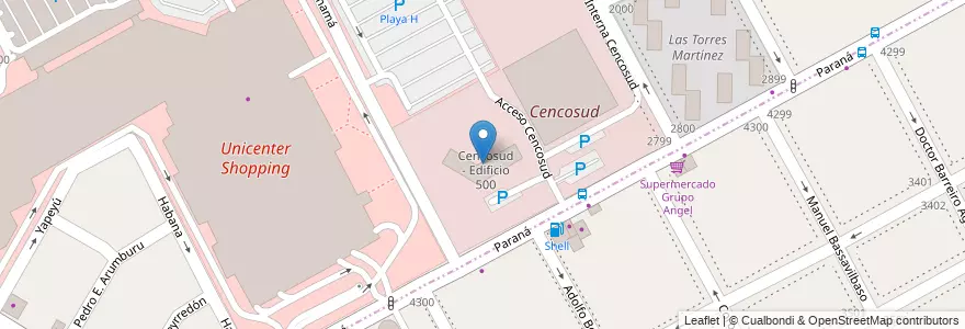 Mapa de ubicacion de Cencosud - Edificio 500 en 阿根廷, 布宜诺斯艾利斯省, Partido De San Isidro, Martínez.
