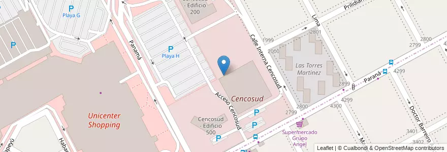 Mapa de ubicacion de Cencosud en Arjantin, Buenos Aires, Partido De San Isidro, Martínez.