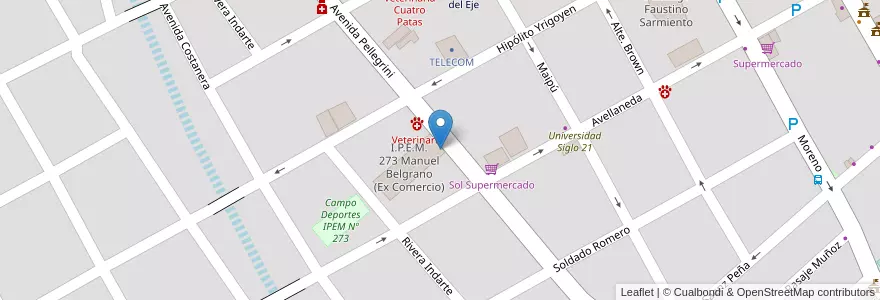 Mapa de ubicacion de C.E.N.M.A. Manuel Belgrano en 阿根廷, Córdoba, Departamento Cruz Del Eje, Municipio De Cruz Del Eje, Pedanía Cruz Del Eje, Cruz Del Eje.