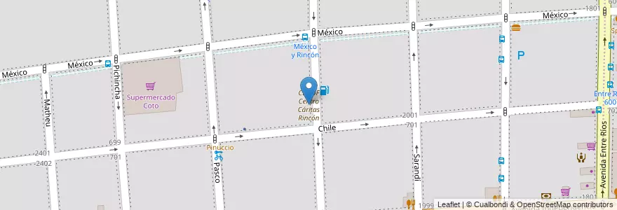 Mapa de ubicacion de CENOF Centro Cáritas Rincón, Balvanera en アルゼンチン, Ciudad Autónoma De Buenos Aires, Comuna 3, ブエノスアイレス.