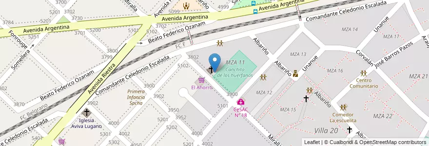 Mapa de ubicacion de CENOF Centro Miralla, Villa Lugano en آرژانتین, Ciudad Autónoma De Buenos Aires, Buenos Aires, Comuna 8.