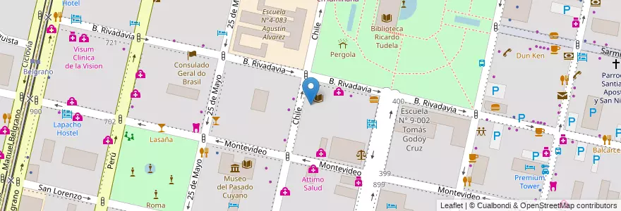 Mapa de ubicacion de CENS 3-425 en Arjantin, Şili, Mendoza, Departamento Capital, Sección 2ª Barrio Cívico, Ciudad De Mendoza.