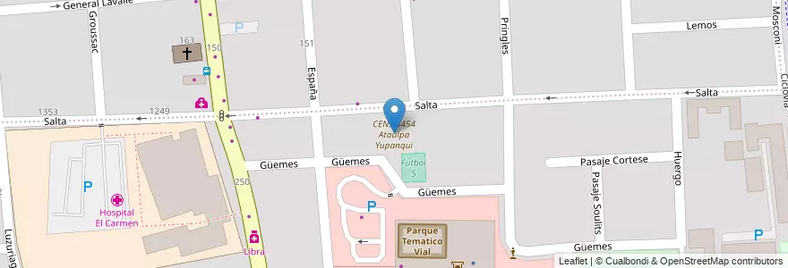Mapa de ubicacion de CENS 3454 Ataulpa Yupanqui en アルゼンチン, チリ, メンドーサ州, Godoy Cruz, Departamento Godoy Cruz, Distrito Ciudad De Godoy Cruz.