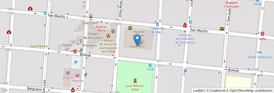 Mapa de ubicacion de Centenario en Arjantin, Corrientes, Departamento Capital, Corrientes, Corrientes.