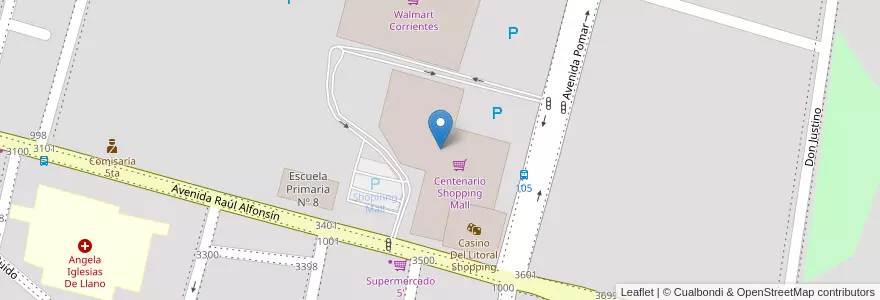 Mapa de ubicacion de Centenario Shopping Mall en アルゼンチン, コリエンテス州, Departamento Capital, Corrientes, Corrientes.