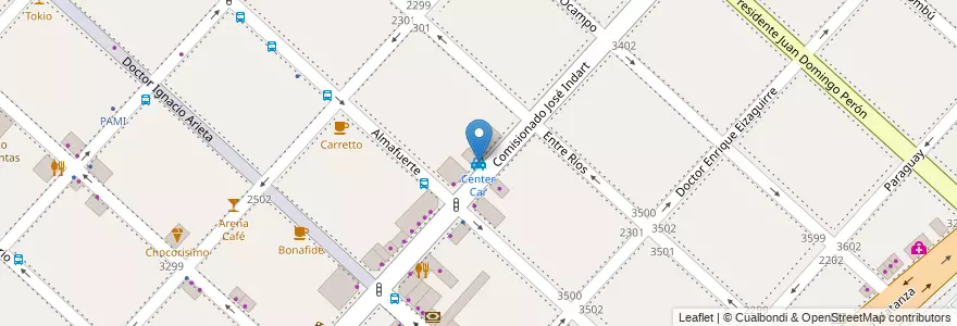 Mapa de ubicacion de Center Car en 阿根廷, 布宜诺斯艾利斯省, Partido De La Matanza, San Justo.
