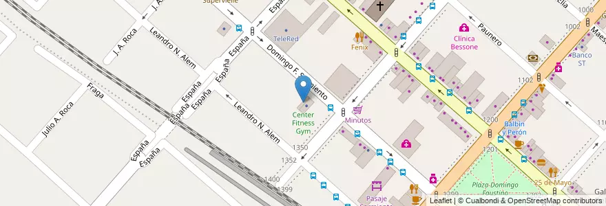 Mapa de ubicacion de Center Fitness Gym en Argentinië, Buenos Aires, Partido De San Miguel, San Miguel.