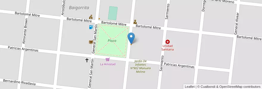 Mapa de ubicacion de Center en アルゼンチン, ブエノスアイレス州, Partido De General Viamonte, Baigorrita.