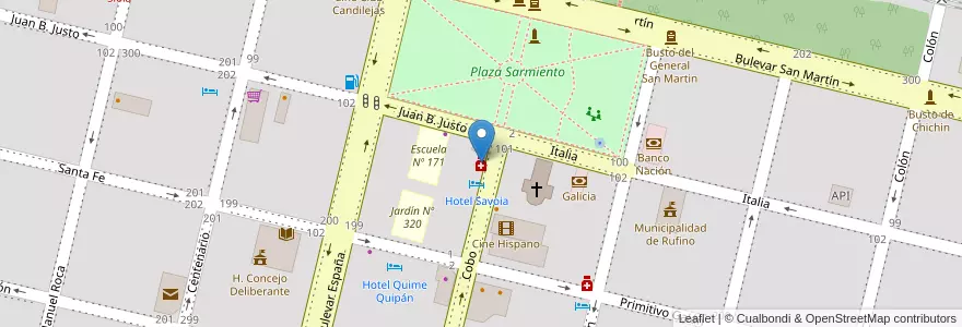 Mapa de ubicacion de Central en Arjantin, Santa Fe, Departamento General López, Municipio De Rufino.
