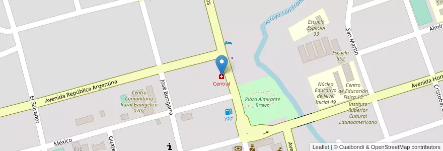 Mapa de ubicacion de Central en アルゼンチン, ミシオネス州, Departamento General Manuel Belgrano, Municipio De Comandante Andresito, Comandante Andresito.